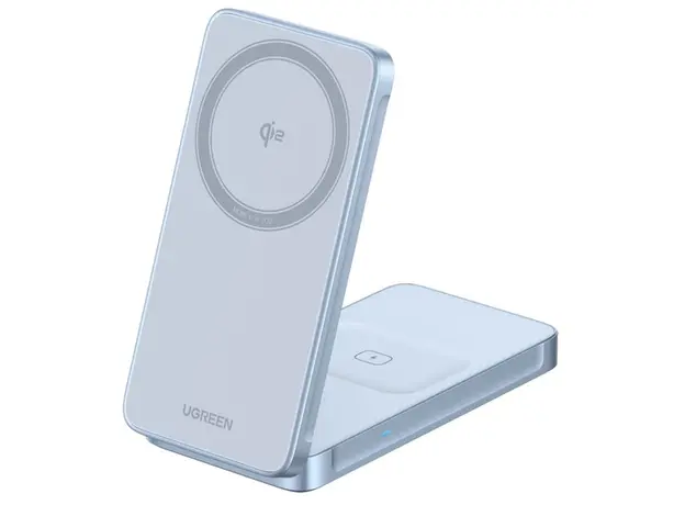 უსადენო დამტენი UGREEN W756 (55963) MagFlow, 25W, 2-in-1 Magnetic Wireless Charger, Blue, 2 image