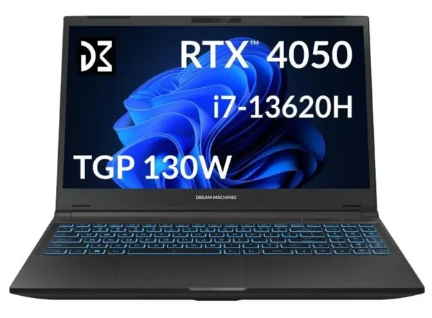 ნოუთბუქი Dream Machines Notebook RG4050-15 15.6FHD IPS, Intel i7-13620H, 16GB, F1TB, NVD4050-6, DOS, black, 2 image