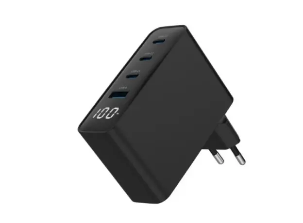 დამტენი Gembird TA-UC-PDQC100LCD-01-BK 4-port 100W GaN USB fast charger LCD Black, 3 image