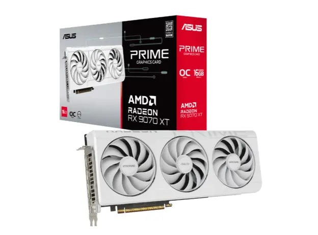 ვიდეო დაფა ASUS Graphic Card Radeon RX 9070 XT 16GB GDDR6 OC PRIME-RX9070XT-O16G-WHITE