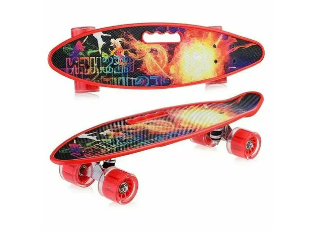 სკეიტბორდი M350YST-FIRE მანათობელი ბორბლები და სახელურით, 3 image