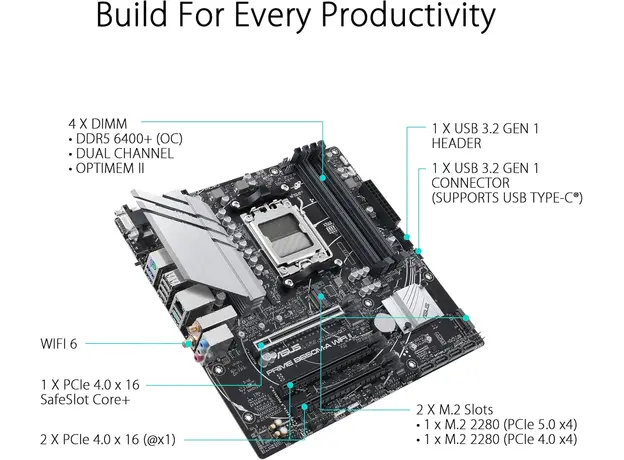 დედა დაფა ASUS PRIME B650M-A WIFI II, 5 image