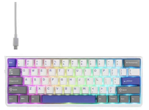კლავიატურა AULA WIN60 HE MAX Edition RGB Wired Gaming Keyboard White/Grey/Blue (Wing Chun Magnetic Switch)
