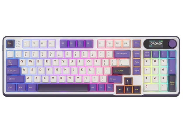კლავიატურა Royal Kludge RK S98 RGB Mechanical Keyboard, Chartreuse switch, Smart Display, Hot Swappable, Type-C wired, Bluetooth 5.0, 2.4GHz, Blackber, 2 image