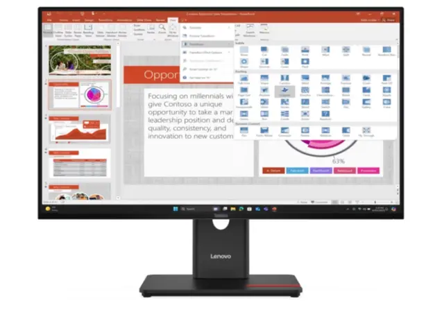 მონიტორი Lenovo ThinkVision T27-40  Black 27"  (1920x1080), 16:9, 120Hz, 4ms, 178 / 178. HDMI, DP, VGA, 2 image