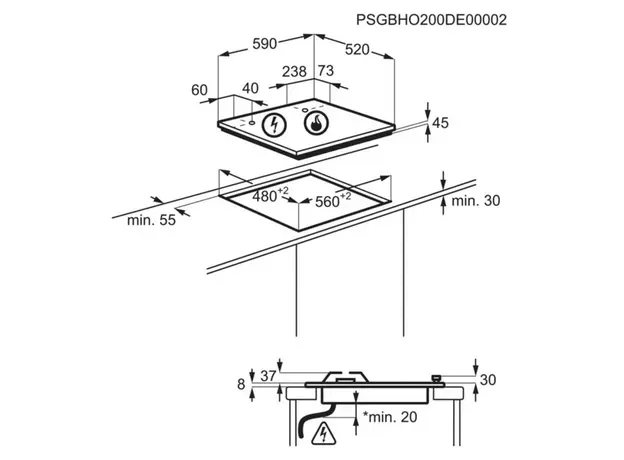 გაზქურის ზედაპირი AEG HGB64420SM, 6 image