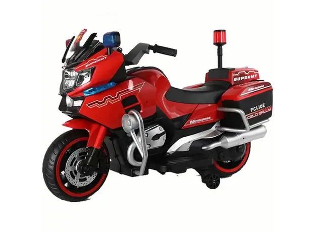 ბავშვის ელექტრო მოტოციკლი 011-RED კაუჩუკის საბურავებით/ტყავის სავარძლით