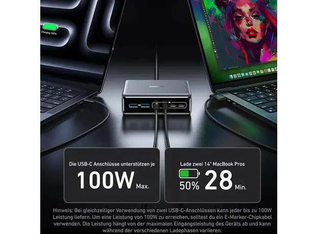 ადაპტერი Anker Prime Charger (200W, 6 Ports, GaN) B2C - EU/ES/FR/ES Silver Iteration 1, 4 image