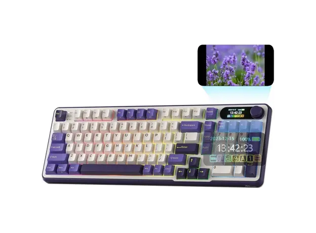 კლავიატურა Royal Kludge RK S98 RGB Mechanical Keyboard, Chartreuse switch, Smart Display, Hot Swappable, Type-C wired, Bluetooth 5.0, 2.4GHz, Blackber, 3 image