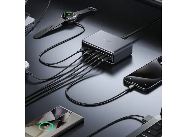 ადაპტერი Anker Prime Charger (200W, 6 Ports, GaN) B2C - EU/ES/FR/ES Silver Iteration 1, 5 image