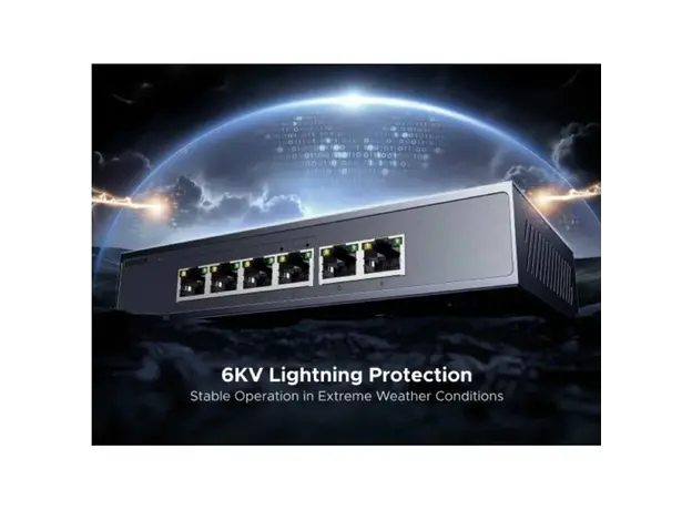 სვიჩი UGREEN CM741 (35371EU), 6-Port Gigabit, PoE+ Switch, Grey, 6 image