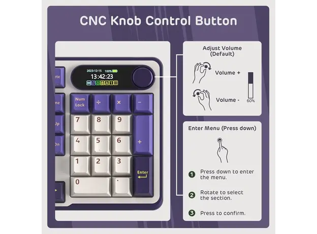 კლავიატურა Royal Kludge RK S98 RGB Mechanical Keyboard, Chartreuse switch, Smart Display, Hot Swappable, Type-C wired, Bluetooth 5.0, 2.4GHz, Blackber, 7 image