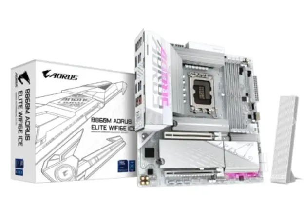 დედა დაფა Gigabyte B860M AORUS ELITE WIFI6E ICE 1.0 4DDR5 LGA1851 - 9MB86MLI6-00-G10, 2 image