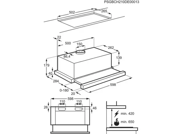 ჩასაშენებელი გამწოვი AEG DPB3632S, 8 image
