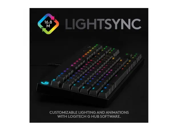 კლავიატურა LOGITECH G PRO TKL Corded Mechanical Gaming Keyboard - BLACK - US INT'L - USB - CLICKY, 4 image
