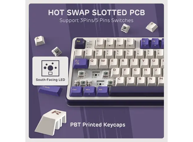 კლავიატურა Royal Kludge RK S98 RGB Mechanical Keyboard, Chartreuse switch, Smart Display, Hot Swappable, Type-C wired, Bluetooth 5.0, 2.4GHz, Blackber, 9 image