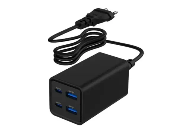 დამტენი Gembird TA-UC-2A2C-PD65-01-BK 4-port 65W GaN USB PowerDelivery fast charger Black, 2 image