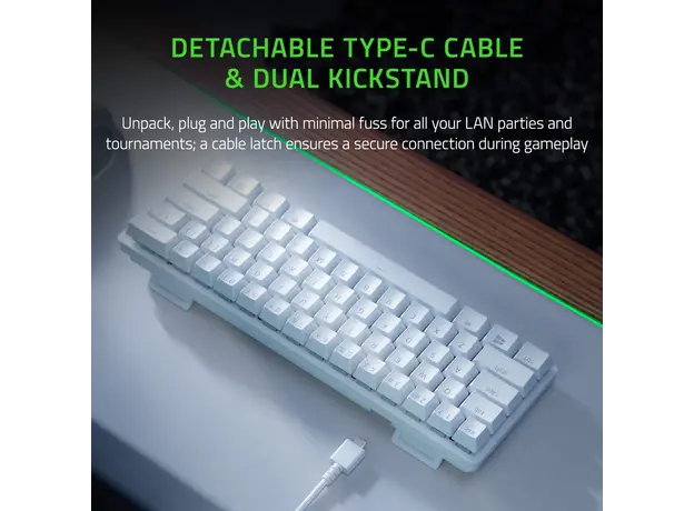 კლავიატურა Razer Keyboard Huntsman Mini Mercury Ed. RGB 61key Red Switch USB EN White, 5 image