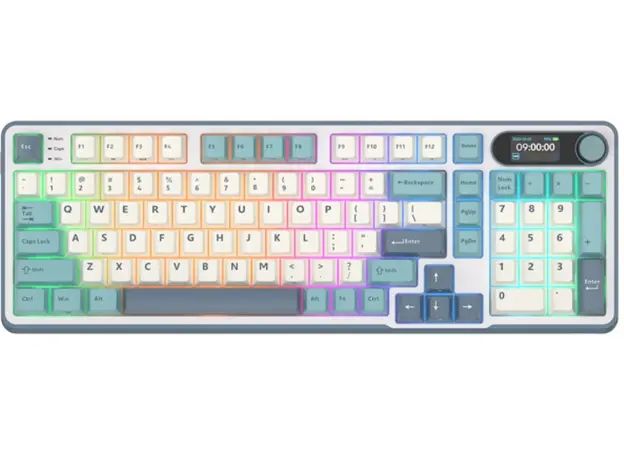 კლავიატურა Royal Kludge RK S98 RGB Mechanical Keyboard, Chartreuse switch, Smart Display, Hot Swappable, Type-C wired, Bluetooth 5.0, 2.4GHz, Light Cl