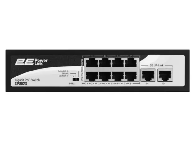 სვიჩი 2E PowerLink Switch SP802G 10xGE (8xPoE, 2xUplink), 120W, Unmanaged, 2 image