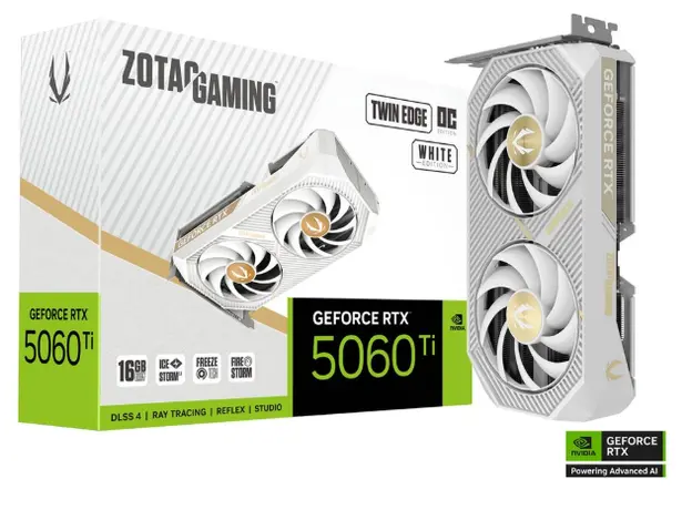 ვიდეო დაფა ZOTAC Graphic Adapter GeForce RTX 5060 Ti 12GB GDDR7 Twin Edge OC White Edition, 2 image