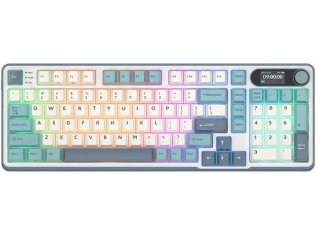 კლავიატურა Royal Kludge RK S98 RGB Mechanical Keyboard, Brown switch, Smart Display, Hot Swappable, Type-C wired, Bluetooth 5.0, 2.4GHz, Light Cloud, 2 image