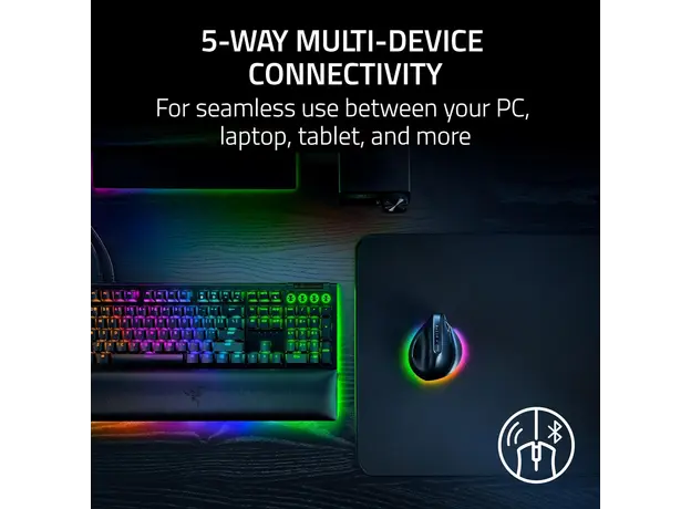 მაუსი Razer Mouse Pro Click V2, USB-A/WL/BT, Vertical Ed., white, 5 image