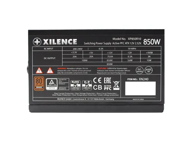 კვების ბლოკი Xilence Power Supply Gaming Series XP850R10-850 Watt 80+ Bronze, 6 image