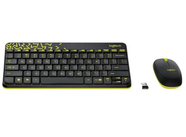 კლავიატურა და მაუსი LOGITECH MK240 Nano Wireless Combo - BLACK/CHARTREUSE - RUS, 2 image