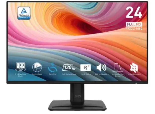 მონიტორი MSI Monitor 23.8" PRO MP242A-E2 D-Sub, HDMI, DP, MM, IPS, 120Hz, 1 ms, sRGB 115%, AdaptiveSync