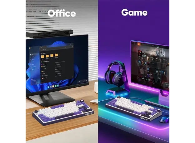 კლავიატურა Royal Kludge RK R75 RGB Mechanical Keyboard, Brown switch, Hot Swappable, Hot Swappable, Type-C wired, Blackberry, 8 image