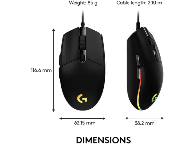 Mouse LOGITECH G203 LIGHTSYNC - BLACK - EMEA, 4 image
