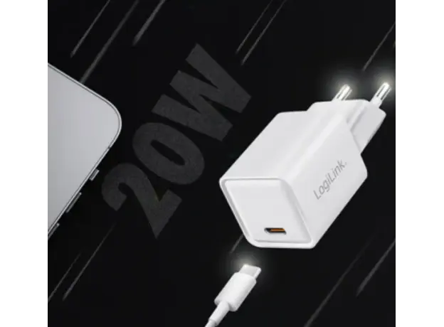 დამტენი Logilink PA0355 USB-C GaN Fast Charger (PD+QC 3.0) 20W White, 4 image