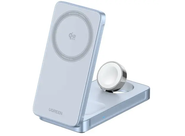 უსადენო დამტენი UGREEN W757 (65901), MagFlow 25W, 3-in-1 Magnetic Wireless Charger, Blue, 2 image