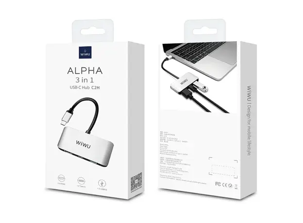 USB ჰაბი WiWU Alpha C2H Grey, 3 image