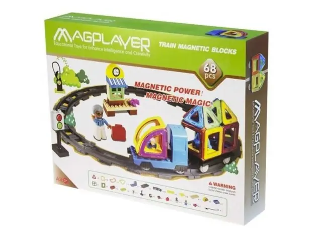 მაგნიტური კონსტრუქტორი Magplayer Designer magnetic Train 68 MPK-68