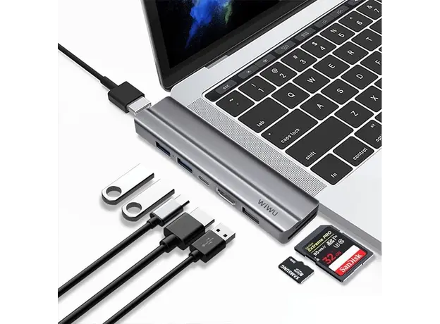 USB ჰაბი WiWU T9 Grey, 4 image