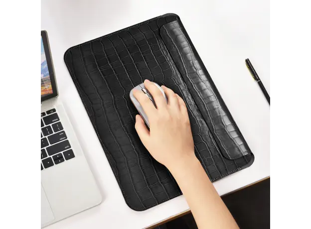 ნოუთბუქის ჩანთა WiWU 13.3'' Skin Croco Geniunie Leather Sleeve Black, 7 image