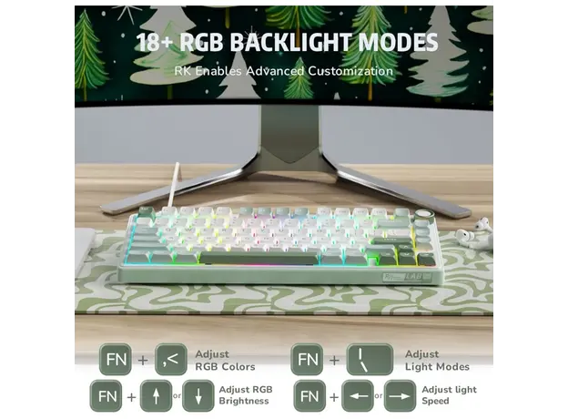 კლავიატურა Royal Kludge RK R75 RGB Mechanical Keyboard, Brown switch, Hot Swappable, Type-C wired, Sky Cyan, 6 image
