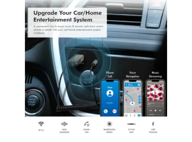 ადაპტერი Logilink BT0065 Wireless Audio Receiver for Vehicles With 3.5mm AUX &amp; USB Connector, 3 image