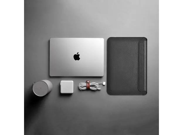 ნოუთბუქის ჩანთა WiWU 13.3'' Genuine Leather Laptop Sleeve Black, 6 image