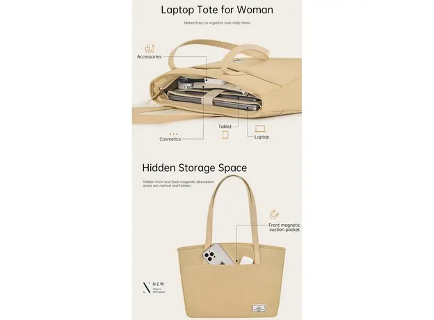 ნოუთბუქის ჩანთა WiWU 14'' Ora Tote Ivory, 7 image