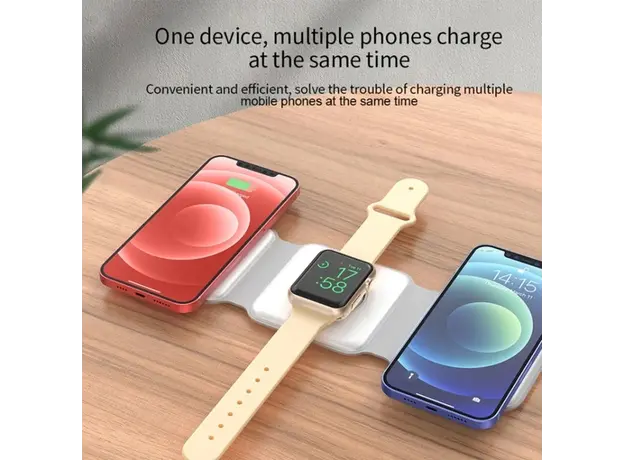 პორტატული დამტენი WiWU Foldable 3 in 1 M6 White, 7 image