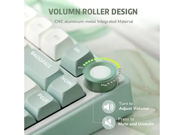 კლავიატურა Royal Kludge RK R75 RGB Mechanical Keyboard, K silver switch, Hot Swappable, Type-C wired, Sky Cyan, 9 image