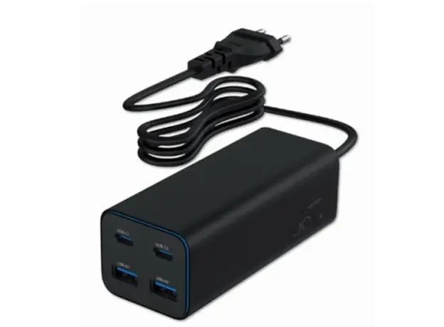 დამტენი Gembird TA-UC-2A2C-PD100-01-BK 4-port 100W GaN USB PowerDelivery fast charger Black, 2 image