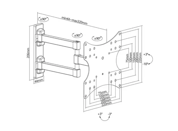 TV საკიდი Stell Extensible adjustable mount for TV 23" - 42" Max. loading: 20 kg SHO 4540, 4 image