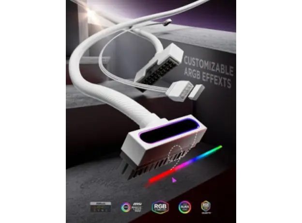 PSU კაბელის დამაგრძელებელი Asiahorse HYDRUS 24PIN WHITE - 30CM, 3 image