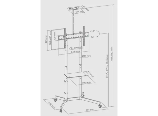 ტელევიზორის სადგამი Sbox FLOOR MOBILE MOUNT SBOX FS-401-2, 4 image