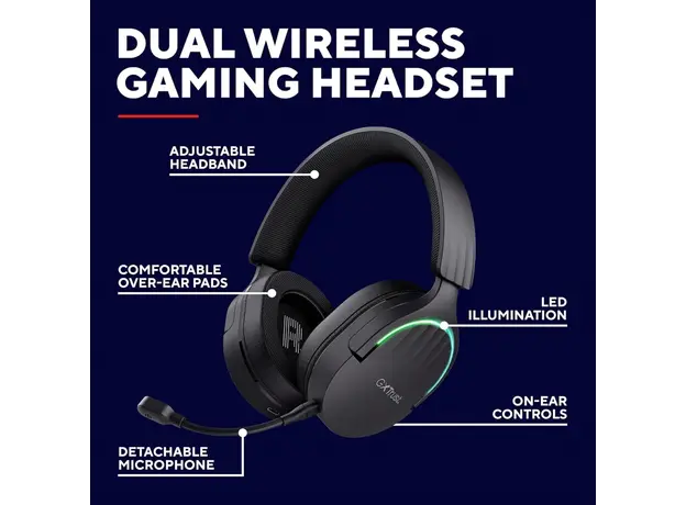 ყურსასმენი Trust GXT491 FAYZO WIRELESS HEADSET BLK, 6 image