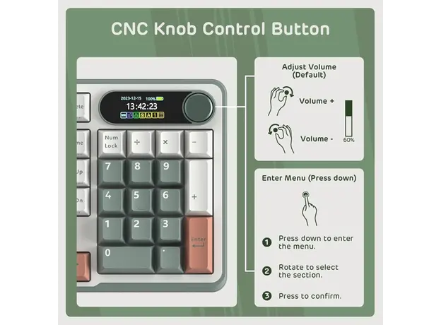 კლავიატურა Royal Kludge RK S98 RGB Mechanical Keyboard, Brown switch, Smart Display, Hot Swappable, Type-C wired, Bluetooth 5.0, 2.4GHz, Camping, 7 image